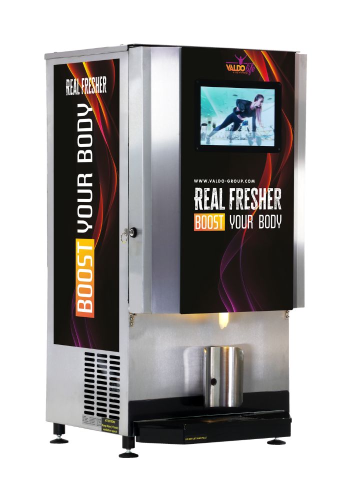 moothie automat, machine - The machine body provides space for six 5 litre bag-in-box tanks – thus allowing 6 different drinks at the same time